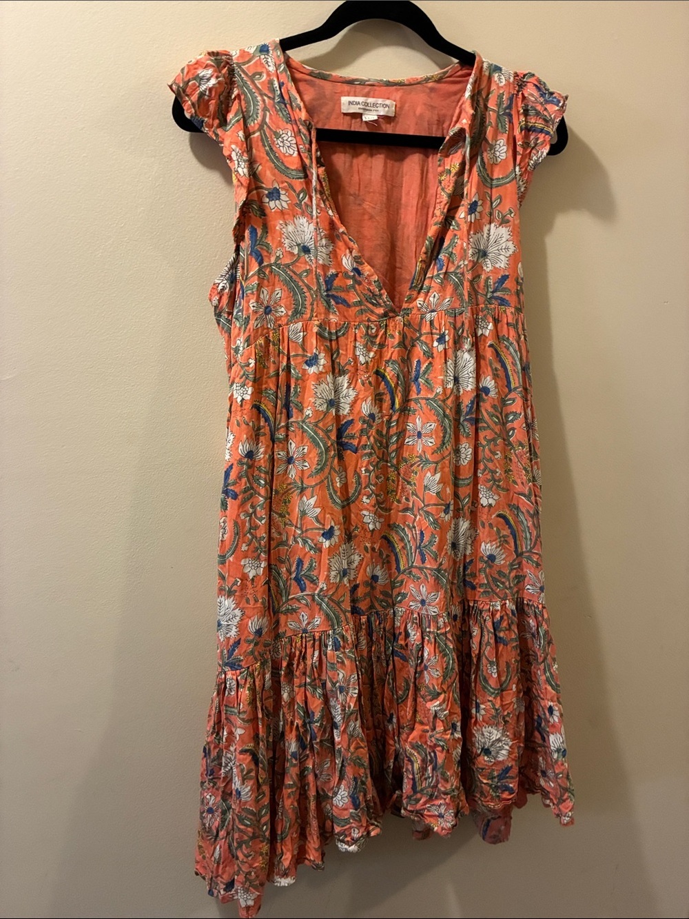 India Collection - Floral V-Neck Tiered Sundress - M / L